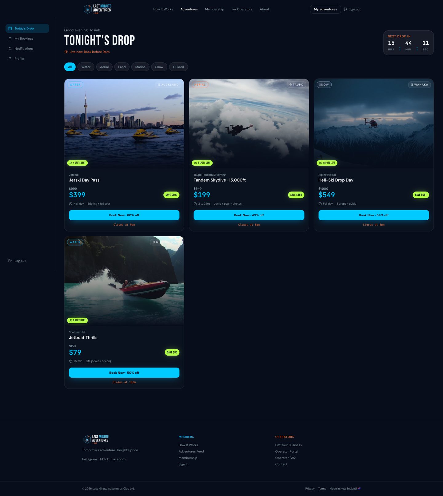 The member dashboard